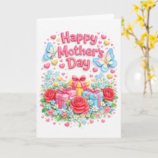 Happy Mother's Day 3D effect Greeting Card カード (黄色い花)