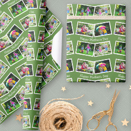 Happy Mothers Day - 4フォトコラージュZigg – 緑 ラッピングペーパー