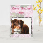 Happy Mother's Day Australian Shepherdカード カード (黄色い花)