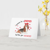 Happy Mother's day Badass from Basset Hound Dog カード (黄色い花)