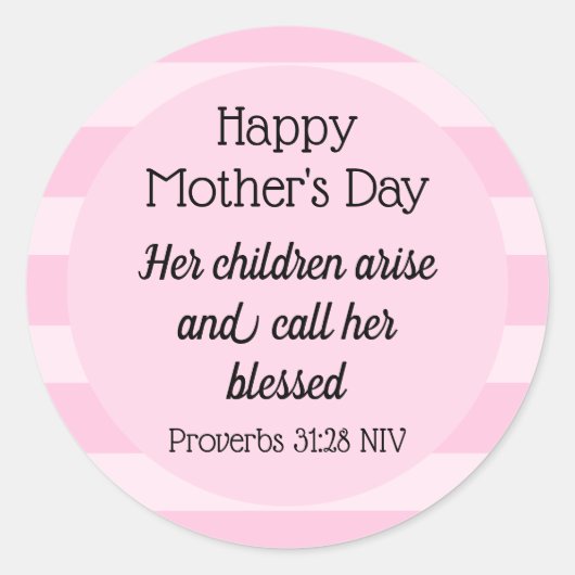 Happy Mother's Day Bible 賛美 Verse Christian ラウンドシール (正面)