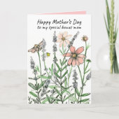 Happy Mother's Day Bonus Mom Honeybee Wildflowers カード (正面)