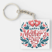 Happy Mother's Day - Botanical Heart & Script  キーホルダー (正面)