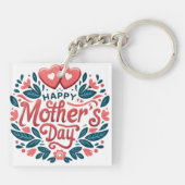 Happy Mother's Day - Botanical Heart & Script  キーホルダー (裏面)