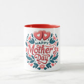 Happy Mother's Day - Botanical Heart & Script  マグカップ (中央)
