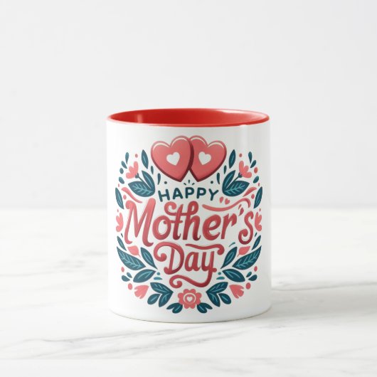 Happy Mother's Day - Botanical Heart & Script  マグカップ (中央)