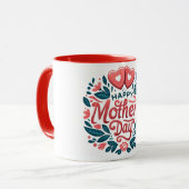 Happy Mother's Day - Botanical Heart & Script  マグカップ (正面左)