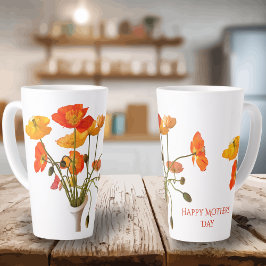 Happy Mother's Day Bright Poppy Photo Gift Large カフェラテマグ