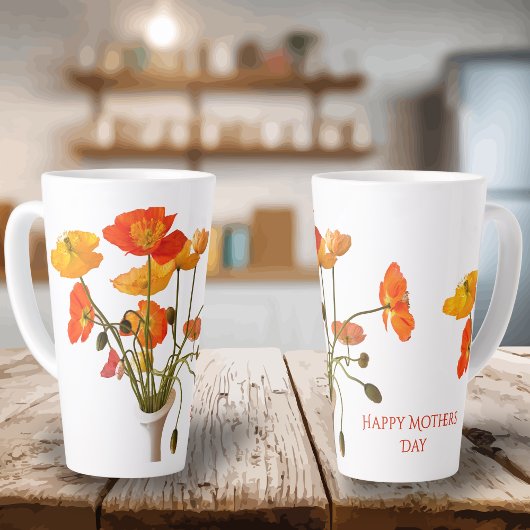 Happy Mother's Day Bright Poppy Photo Gift Large カフェラテマグ