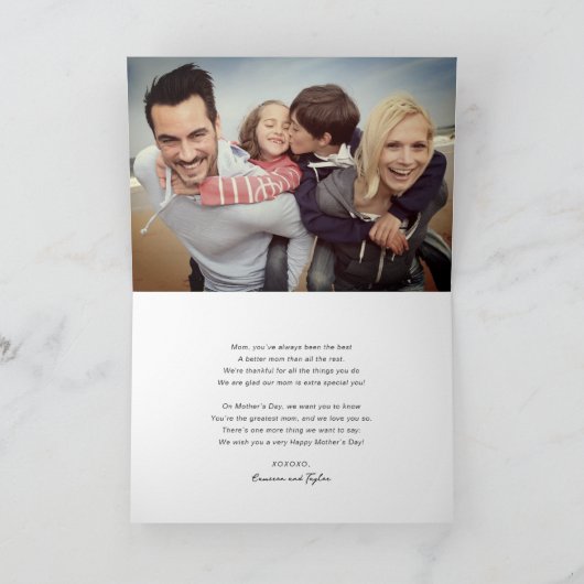 Happy Mother's Day Brushはっきりした Scriptの写モダン真 カード (内部)