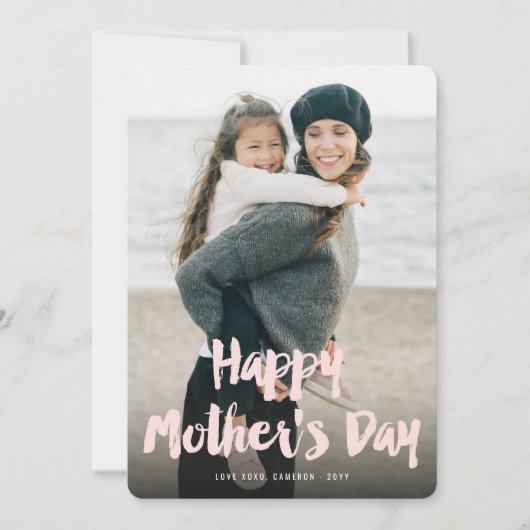 Happy Mother's Day Brushはっきりした Scriptの写モダン真 カード (正面)