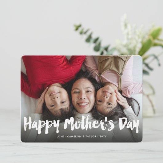 Happy Mother's Day Brushはっきりした Scriptの写モダン真 カード (スタンド正面)