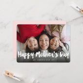Happy Mother's Day Brushはっきりした Scriptの写モダン真 カード (正面/裏面インサイチュ)