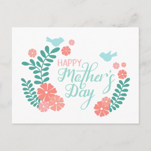 Happy mother's day calligraphy text flowers ポストカード (正面)
