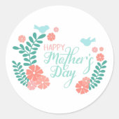 Happy mother's day calligraphy text in floral desi ラウンドシール (正面)