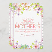 Happy Mother's Day Card - Botanical Wildflowers 招待状 (正面/裏面)