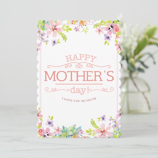 Happy Mother's Day Card - Botanical Wildflowers 招待状 (スタンド正面)