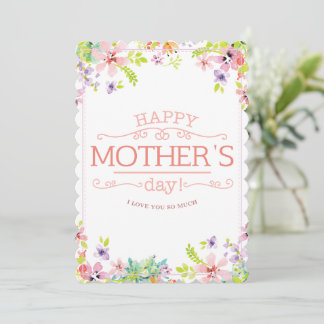 Happy Mother's Day Card - Botanical Wildflowers 招待状