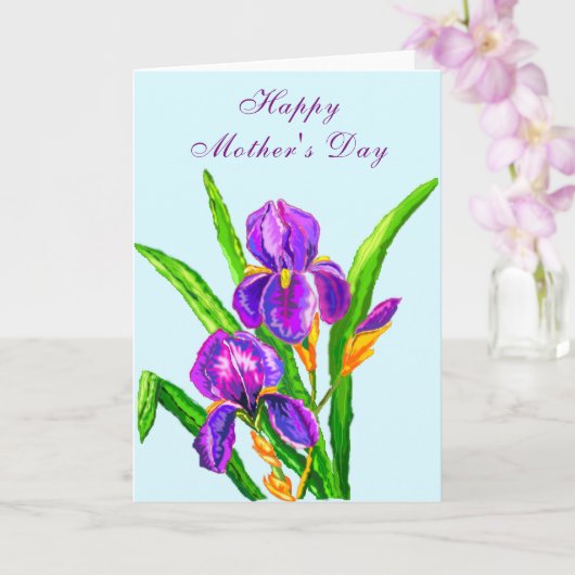 Happy Mother's Day Card Irises花 カード (蘭)