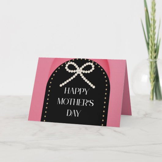 Happy Mother's Day Card Pink Gold Black  サンキューカード (正面)
