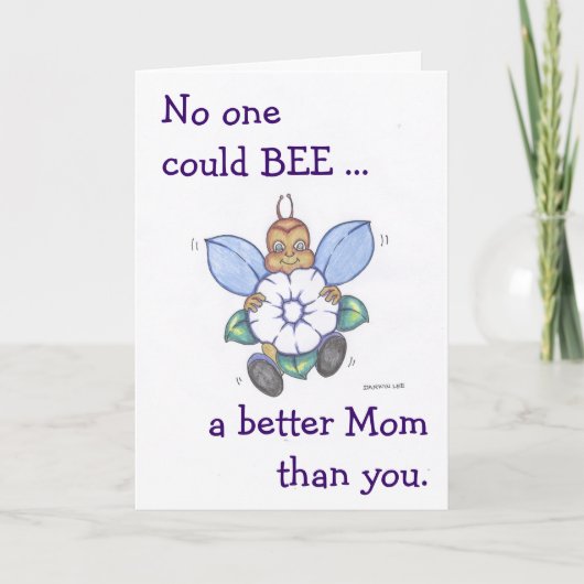 Happy Mother's Day Card with Cartoon Bee カード (正面)