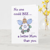 Happy Mother's Day Card with Cartoon Bee カード (黄色い花)