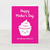 Happy Mother's Day card with cute smiling cupcake カード (正面)
