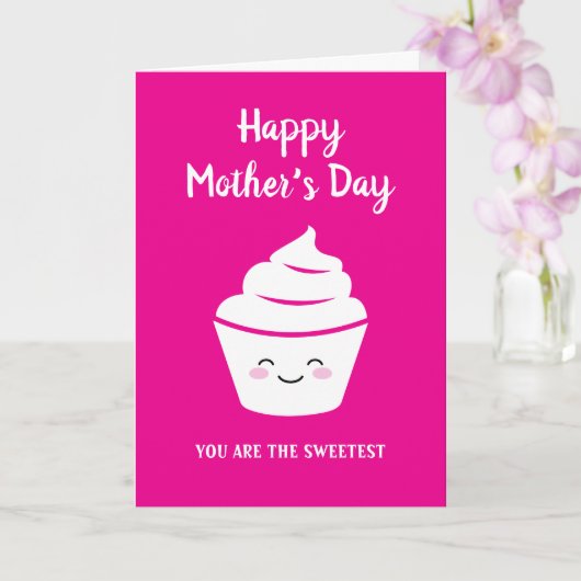 Happy Mother's Day card with cute smiling cupcake カード (蘭)