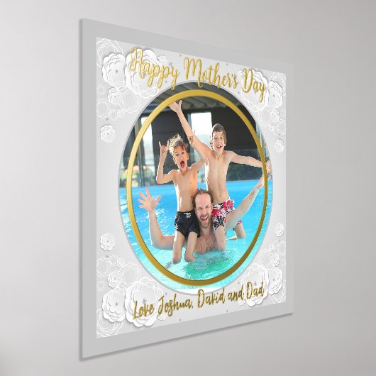 Happy Mothers Day Circleフォト紙フローラ縁ど 箔ポスター (レイダウン)