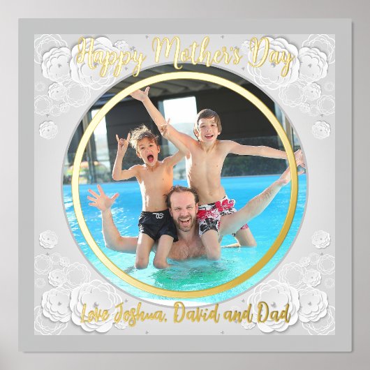 Happy Mothers Day Circleフォト紙フローラ縁ど 箔ポスター (正面)