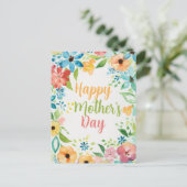 Happy Mother's Day Colorful Flowers ポストカード (スタンド正面)