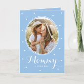 Happy Mother's Day Custom Photos Script Blue Cute カード (正面)
