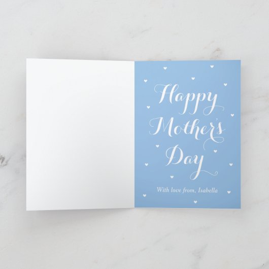 Happy Mother's Day Custom Photos Script Blue Cute カード (内部)