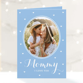 Happy Mother's Day Custom Photos Script Blue Cute カード