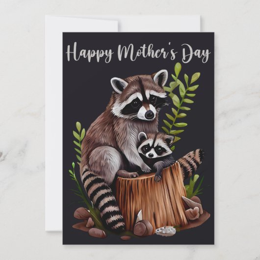 Happy Mother's Day Cute Raccoons シーズンカード (正面)