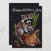 Happy Mother's Day Cute Raccoons シーズンカード (正面/裏面)