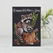 Happy Mother's Day Cute Raccoons シーズンカード (スタンド正面)