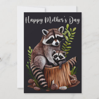 Happy Mother's Day Cute Raccoons シーズンカード