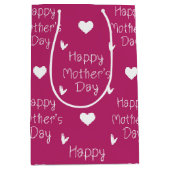 Happy Mother's day dark pink script ミディアムペーパーバッグ (正面)