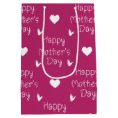 Happy Mother's day dark pink script ミディアムペーパーバッグ (裏面)