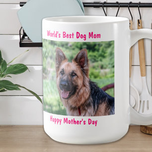 Happy Mother's Day - Dog Mom最高の - Pink Pet Photo コーヒーマグカップ
