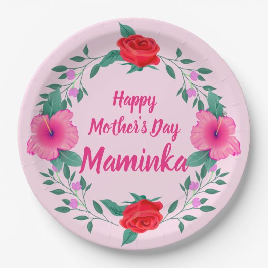 Happy Mother's Day Edit Name Czech - Maminka ペーパープレート (正面)