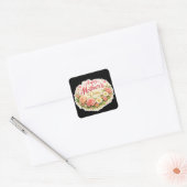 Happy Mother's Day elegant floral black background スクエアシール (封筒)