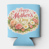 Happy Mother's Day elegant floral wreath teal can 缶クーラー (裏面)