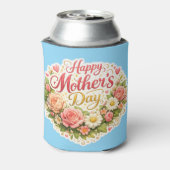 Happy Mother's Day elegant floral wreath teal can 缶クーラー (缶裏面)