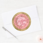 Happy Mother's Day Elegant Modern Pink Floral ラウンドシール (封筒)