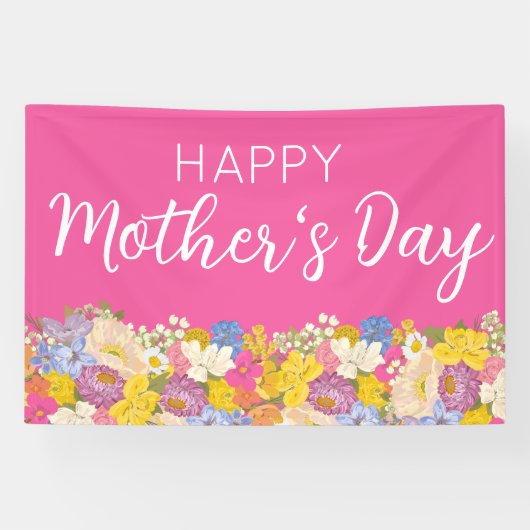 Happy Mother's Day Floral Blooms  横断幕 (横)