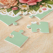 Happy Mother's Day floral wreath, Sage green jigsa ジグソーパズル (側面)