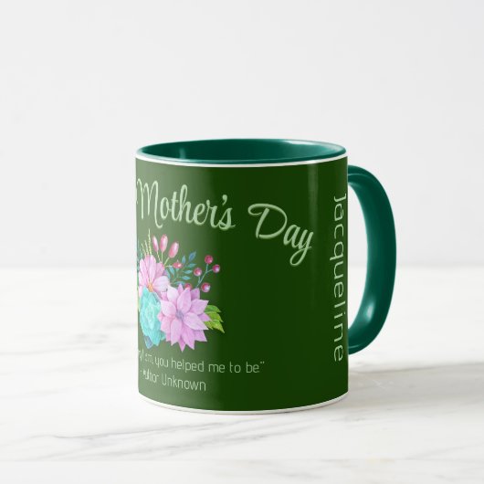 Happy Mother's Day Flowers and GREEN文字on GREEN マグカップ (正面右)