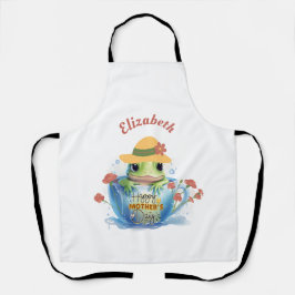 Happy Mother's Day Frog and Hat in a Teacup エプロン